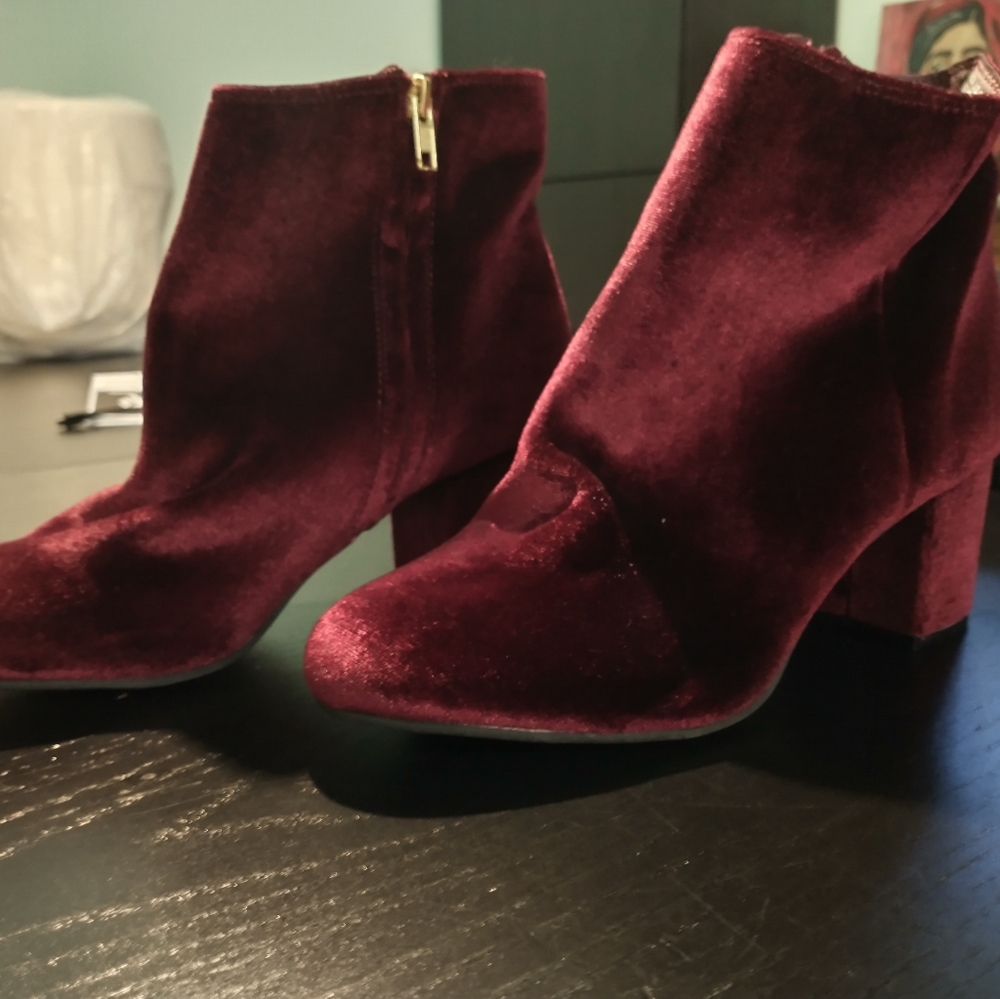 Red Velvet Heeled Booties